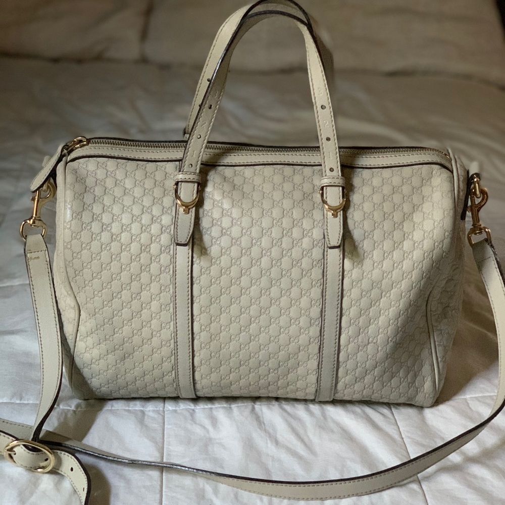 Gucci -Micro Guccissima Boston Bag ivory